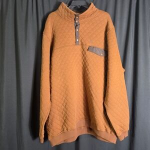 Heybo Outdoors Quilted Pullover Mens XXXL Brown‎ Diamond Stitch Snap Mock Neck